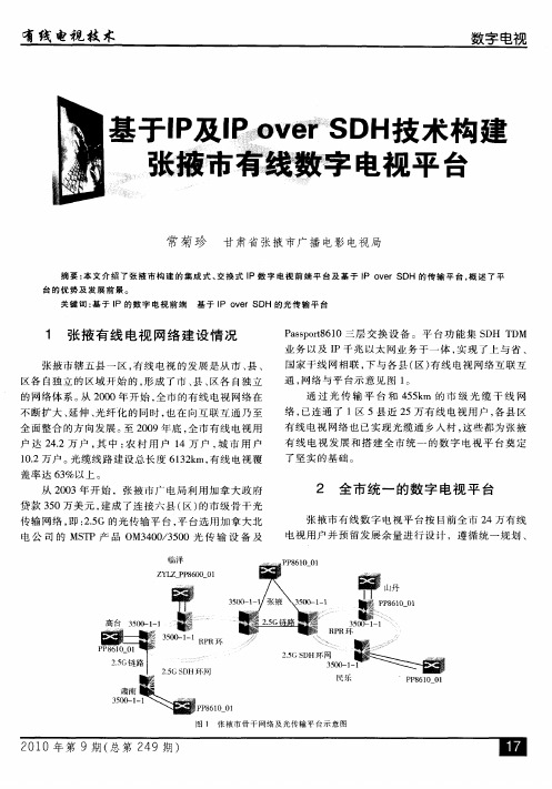 基于IP及IPoverSDH技术构建张掖市有线数字电视平台