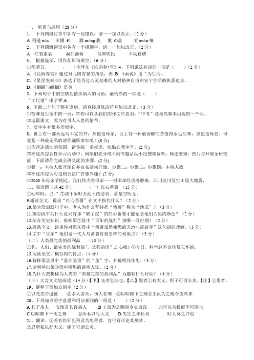 中学九年级语文