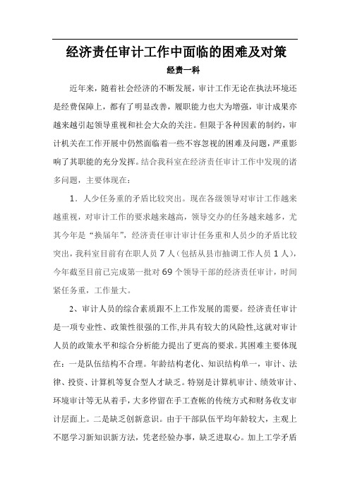 经济责任审计工作中面临的困难及对策