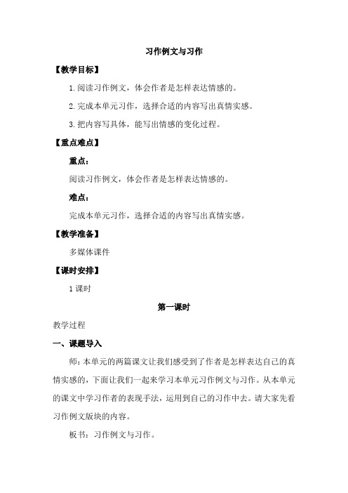 六年级下册语文教案-习作例文与习作 人教(部编版)