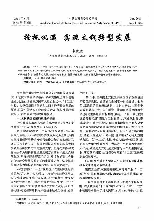 抢抓机遇实现太钢转型发展