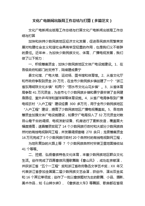文化广电新闻出版局工作总结与打算（多篇范文）
