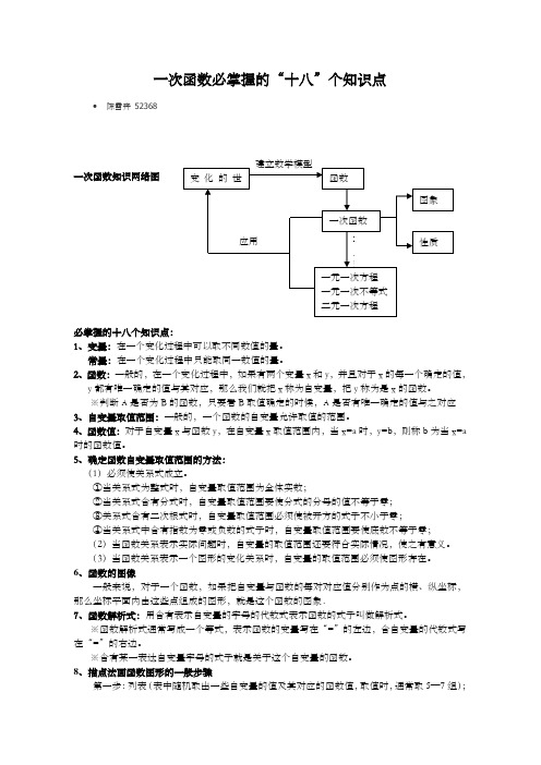 一次函数必掌握的十八个知识点