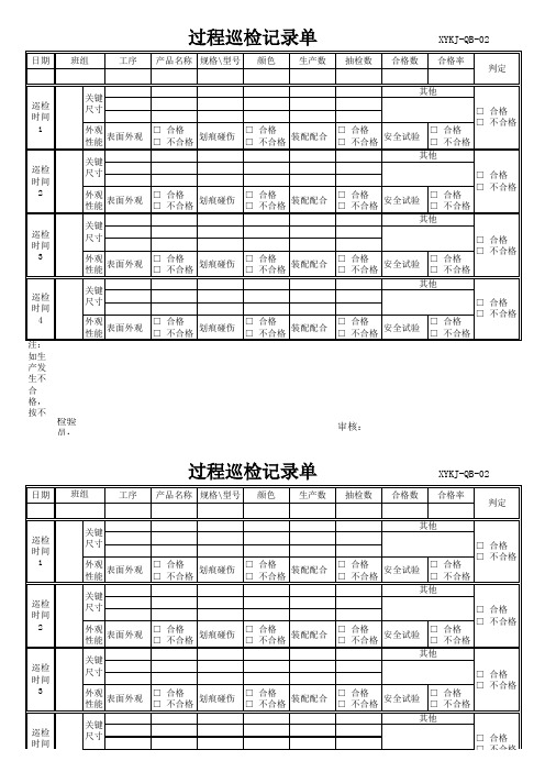 过程检验表格