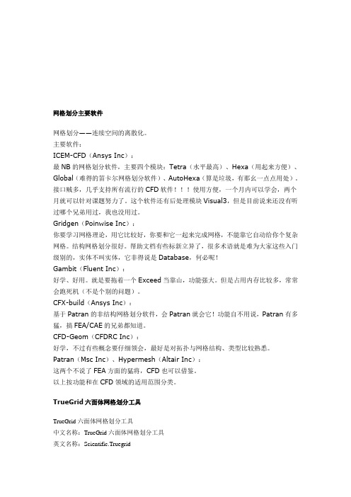 网格划分主要软件