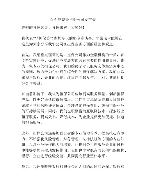 银企座谈会担保公司发言稿