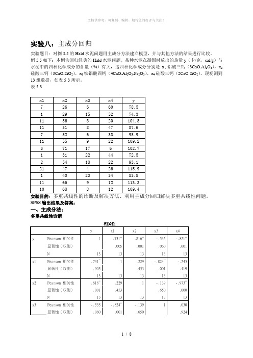 主成分回归多重共线性
