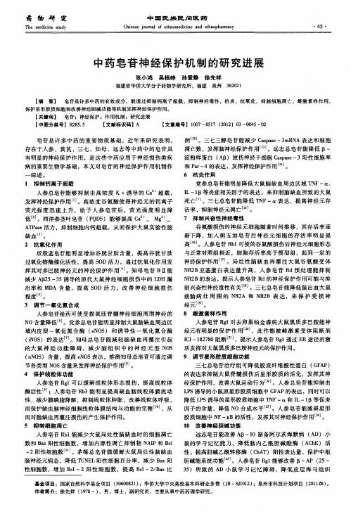 中药皂苷神经保护机制的研究进展