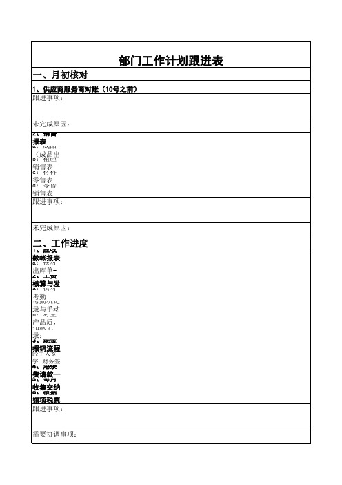 财务工作进度跟踪表