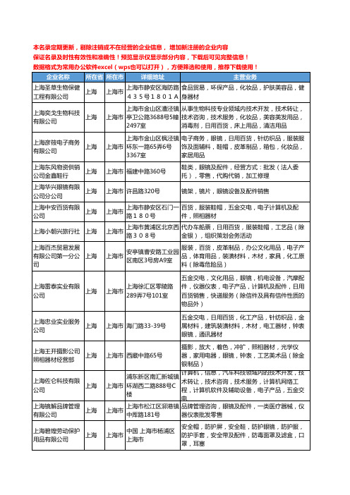 新版上海市眼镜及配件工商企业公司商家名录名单联系方式大全383家