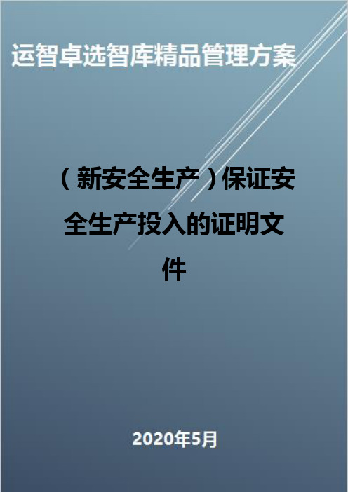 (新安全生产)保证安全生产投入的证明文件
