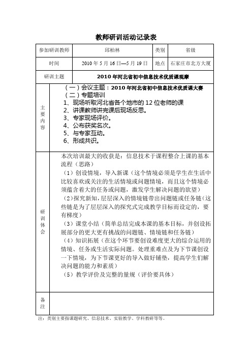 10年5月河北省初中信息技术优质课观摩