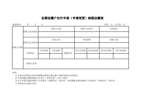 定期定额户自行申报(申请变更)纳税定额表