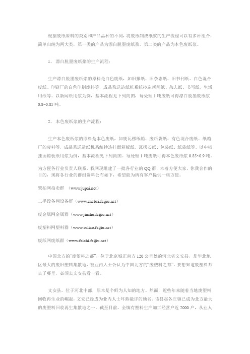 废纸浆的生产流程