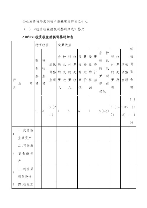 长期股权投资在所得税申报表中的填写