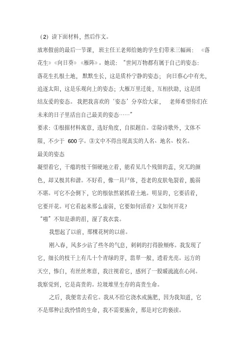 材料作文训练《最美的姿态》写作指导及范文