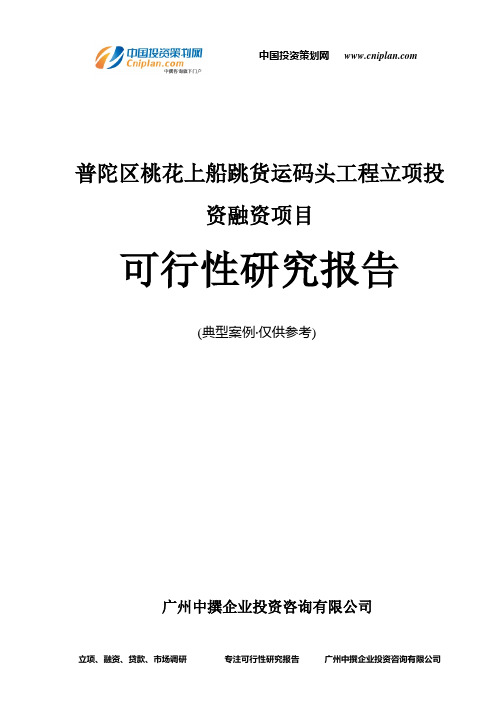 普陀区桃花上船跳货运码头工程融资投资立项项目可行性研究报告(非常详细)