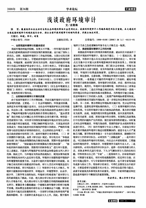 浅谈政府环境审计