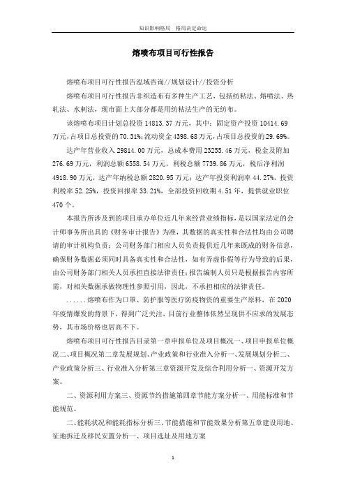 熔喷布项目可行性报告