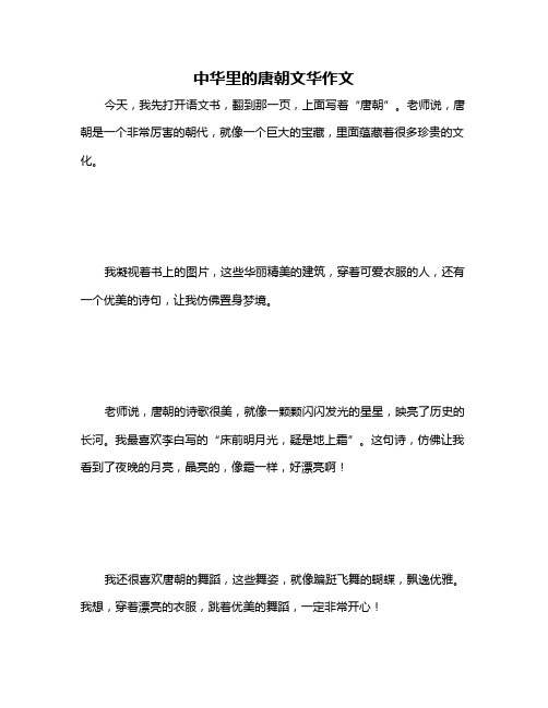 中华里的唐朝文华作文