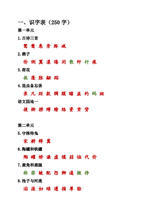 【精编版】部编版三年级下册语文 课本内生字词汇总
