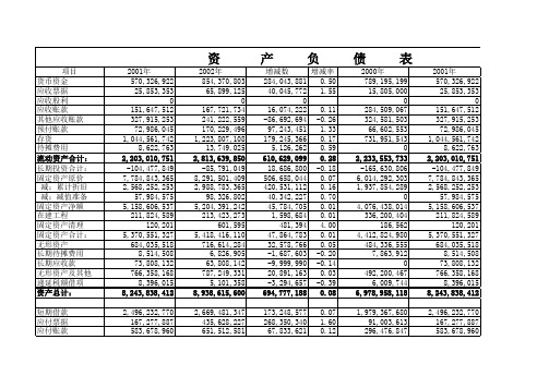 2000、2001 财务报表