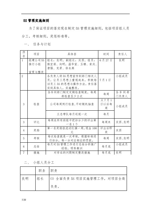5S管理实施细则