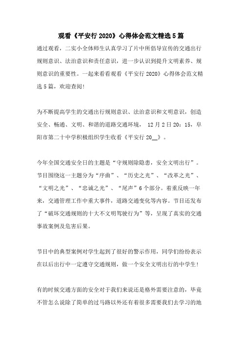 观看《平安行2020》心得体会范文精选5篇
