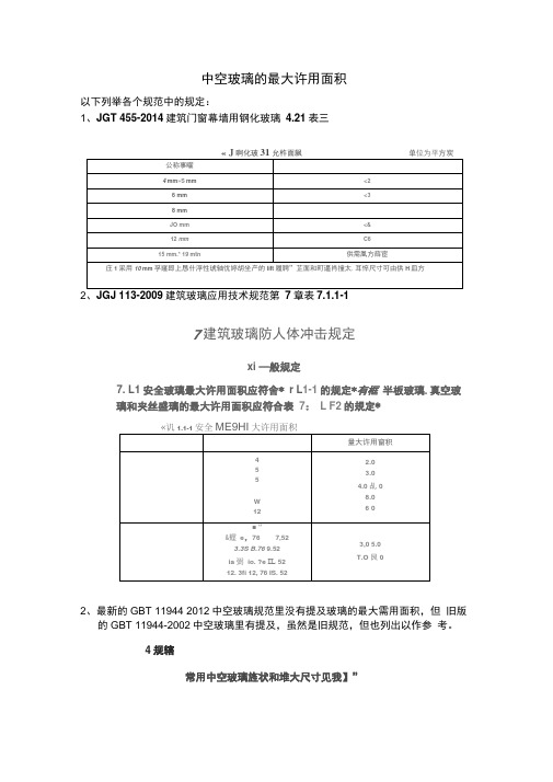 中空玻璃最大许用面积