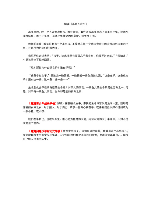 《小鱼儿在乎》原文及解读