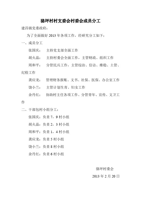 村委会成员分工