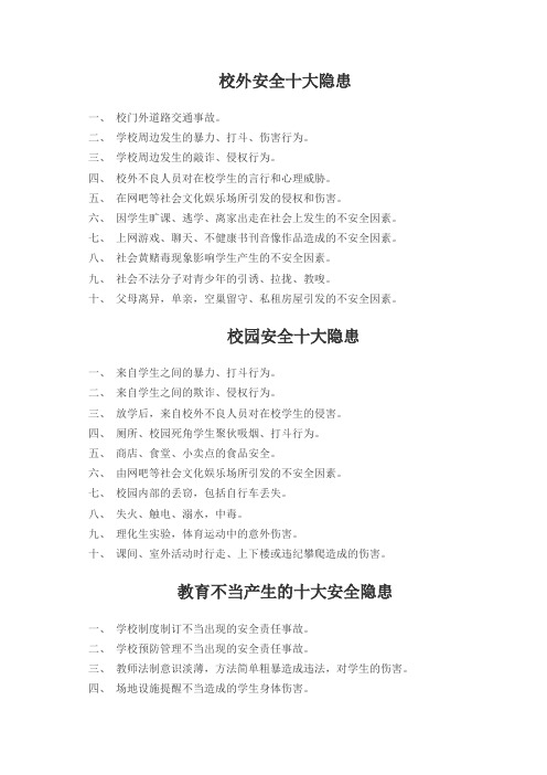 校外安全十大隐患