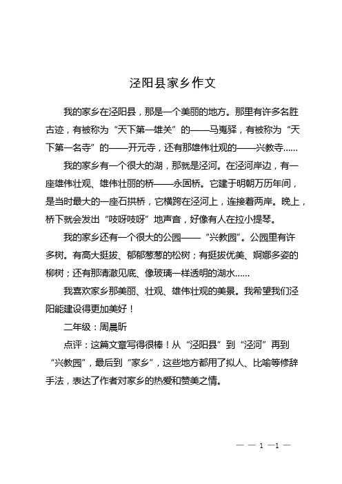 泾阳县家乡作文