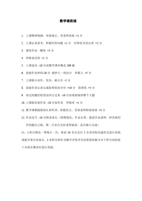 数学班规