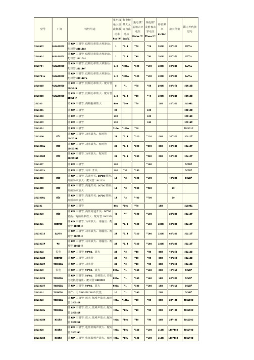 SA系列(PNP型)三极管参数表