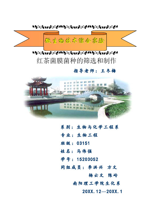 推荐-红茶菌膜菌种的筛选和制作 精品