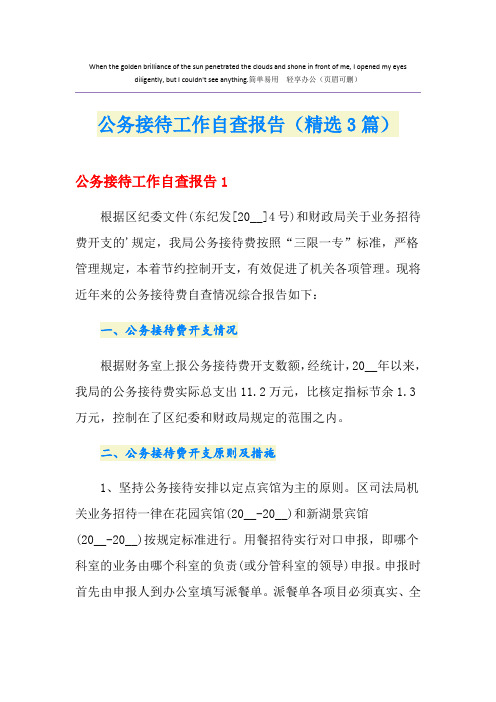 公务接待工作自查报告(精选3篇)
