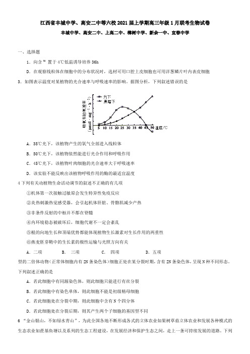 江西省丰城中学、高安二中等六校2021届上学期高三年级1月联考生物试卷