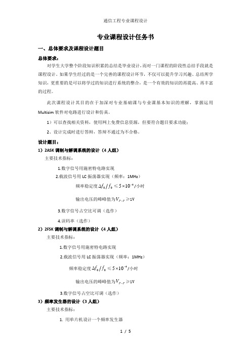 通信工程专业课程设计
