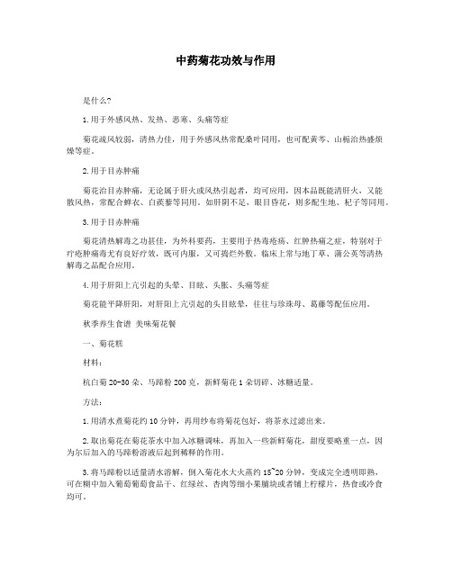 中药菊花功效与作用
