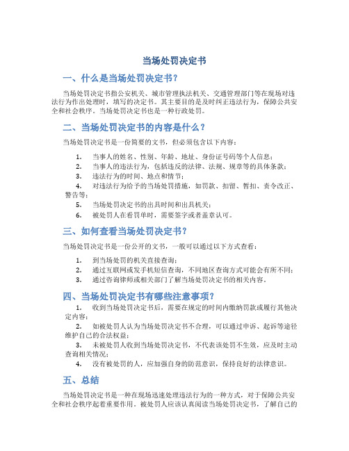 当场处罚决定书