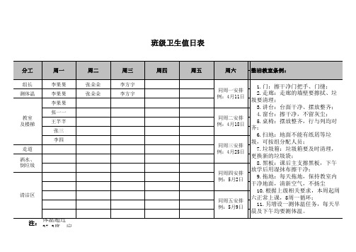 班级卫生值日表带体温检测