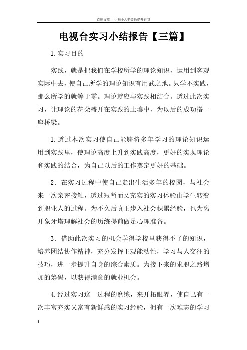 电视台实习小结报告【三篇】