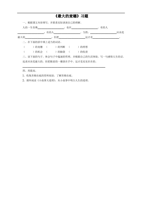 语文苏教版6下《最大的麦穗》习题1
