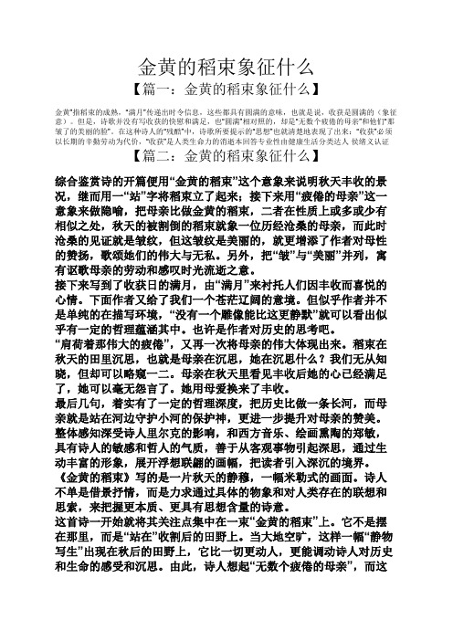 金黄的稻束象征什么