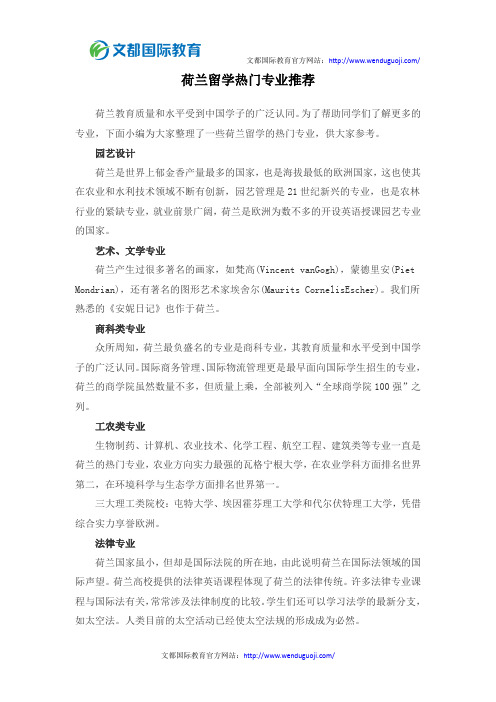 荷兰留学热门专业推荐