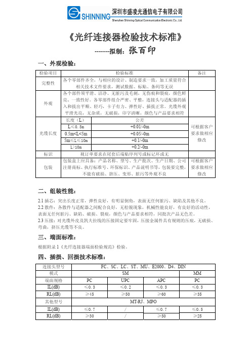 光纤连接器检验技术标准1