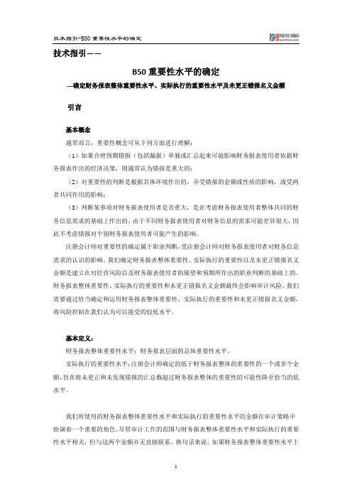 重要性水平的确定(2011)