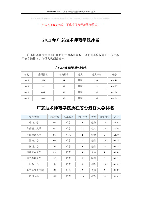 2019-201X年广东技术师范学院排名-优秀word范文 (3页)