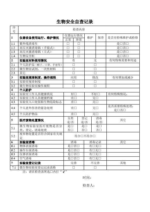 生物安全自查记录